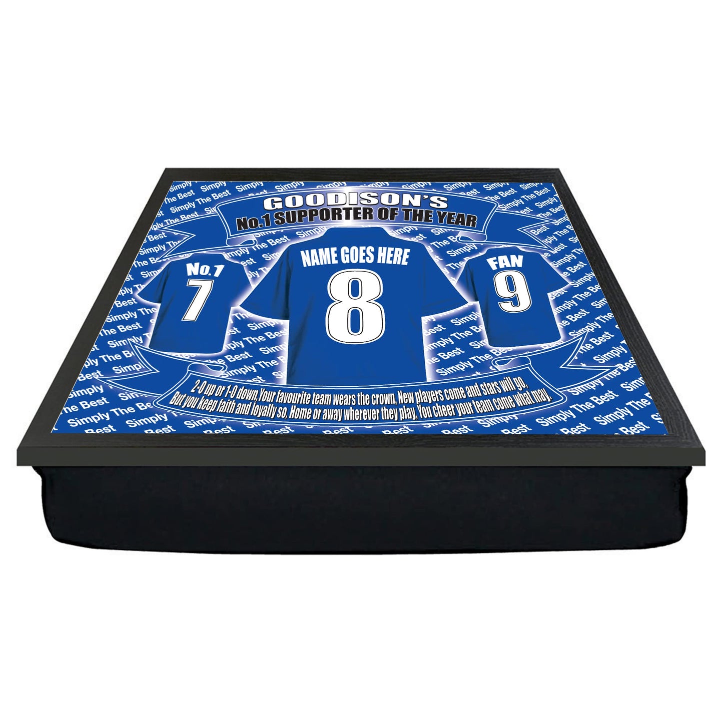 The Peoples Football Shirt Personalised Lap Tray - Cushion Base - Free Personalisation up to 12 Letters