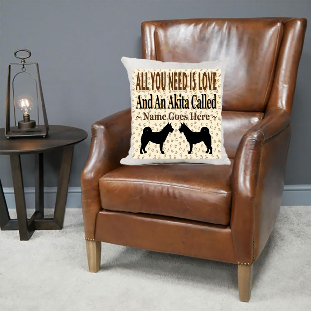 All You Need Is Love And An Akita Personalised Country Canvas Style Cushion Cover Gift