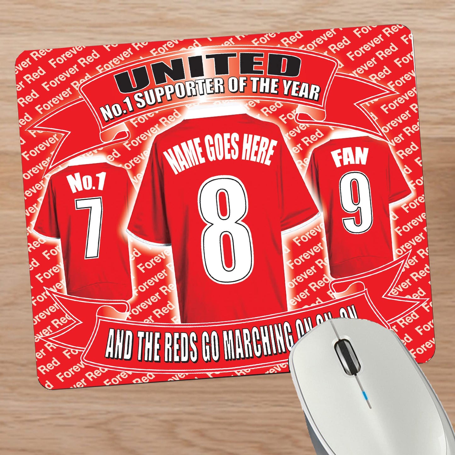 Manchester Reds Personalised Football Shirt Mouse Mat Gift