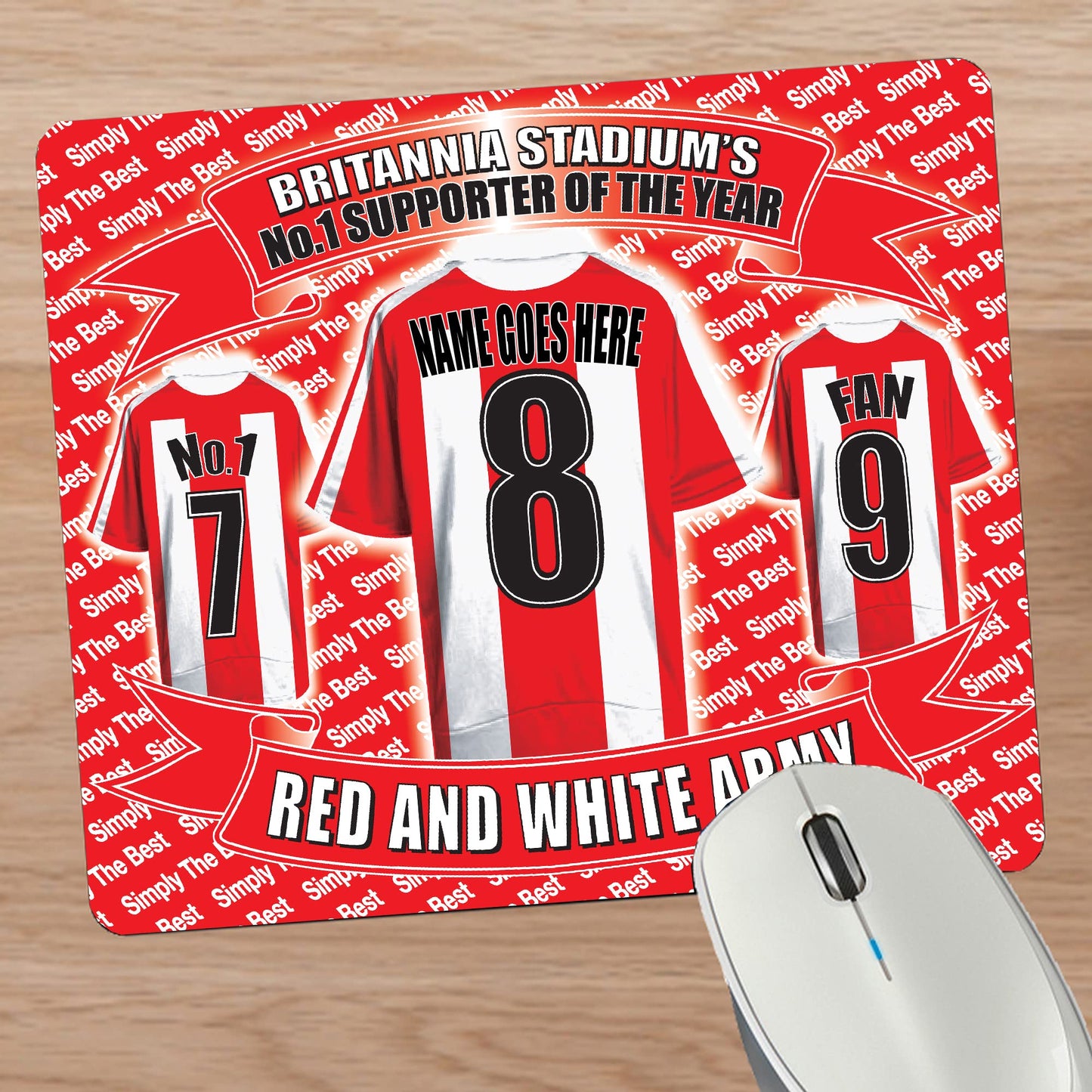Stoke Football Shirt Personalised Mouse Mat Gift