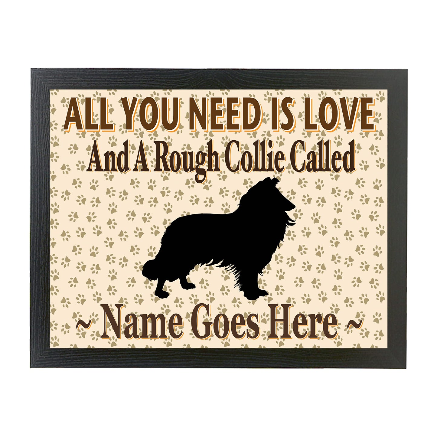 All You Need Is Love and a Rough Collie Personalised Dog Breed Cushion Lap Tray Bean Bag Gift