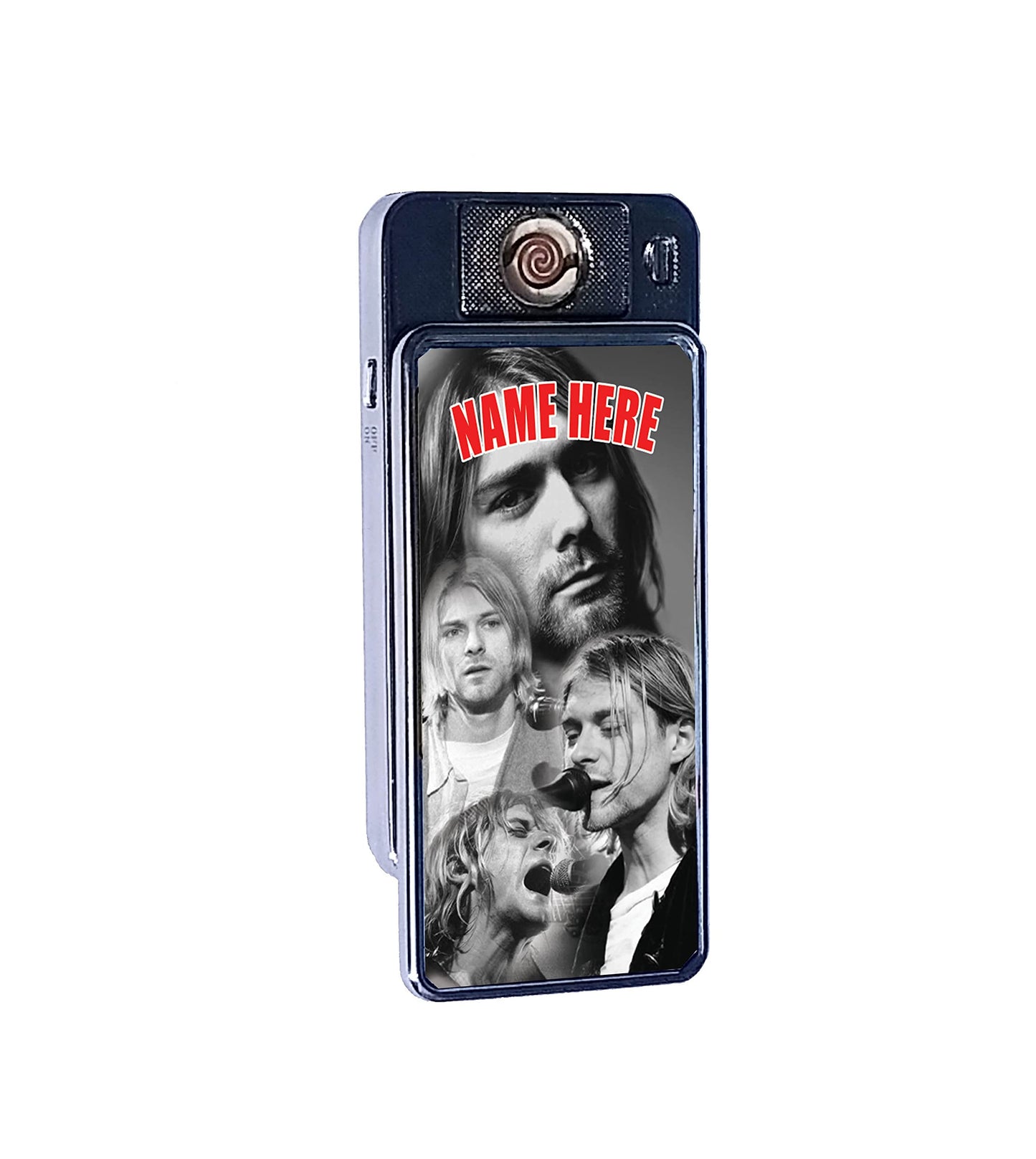 Cobain Personalised Icon Rechargeable Gift Boxed Silver Metal USB Lighter