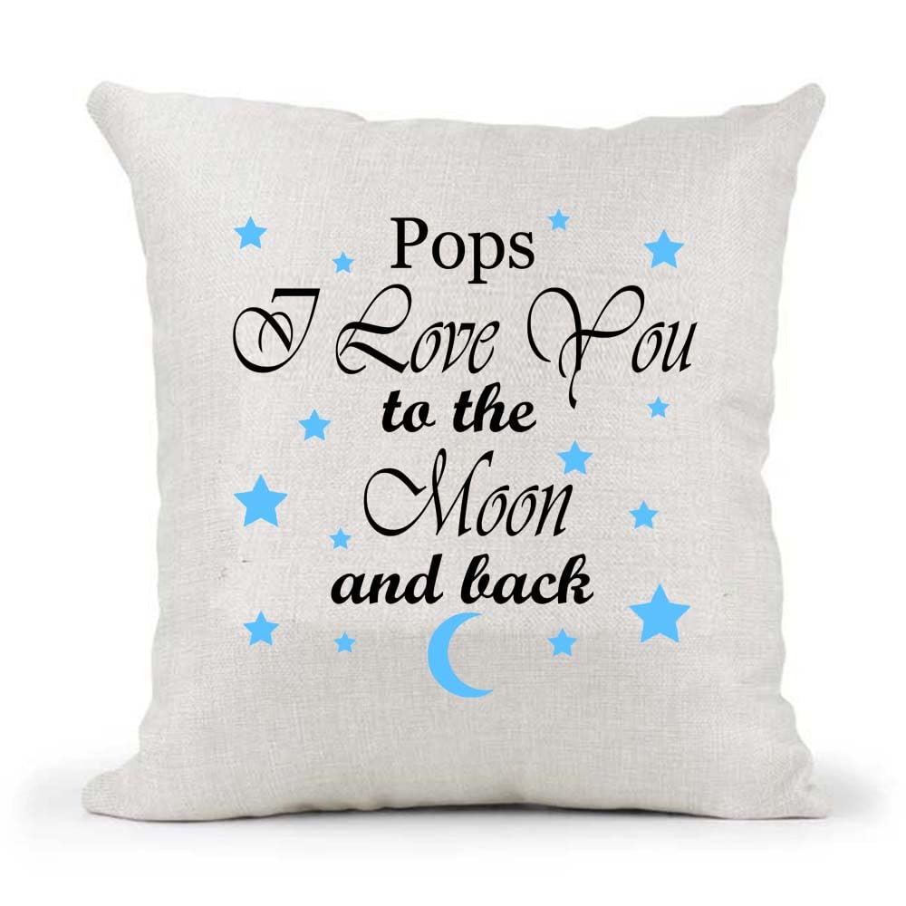Personalised Your Name I love you to the moon and back poem Mother's Father's Day Birthday Present Country Canvas Style Cushion Cover Gift