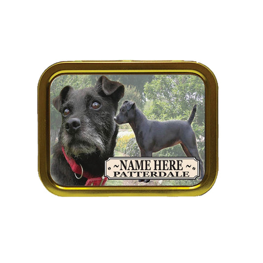 Patterdale Dog Breed Personalised Tobacco Tin & Products Gift Set