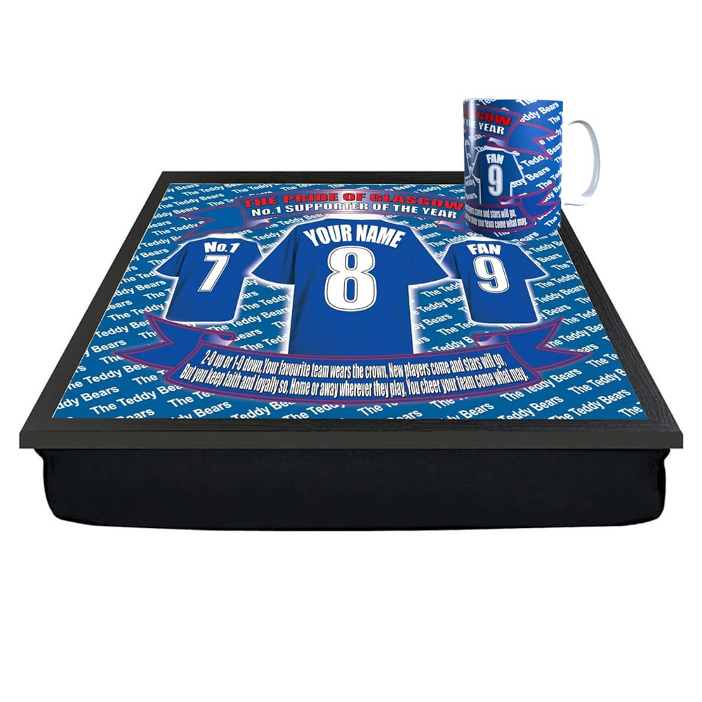 Glasgow The Teddy Bears Personalised Football Club Shirt Lap Tray And Mug Gift Set