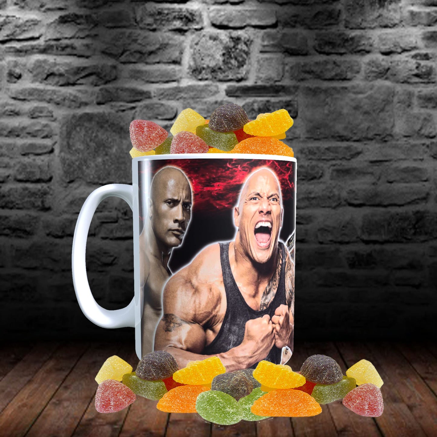 Dwayne Johnson Celebrity Icon Mug with Choice of Sweets Gift
