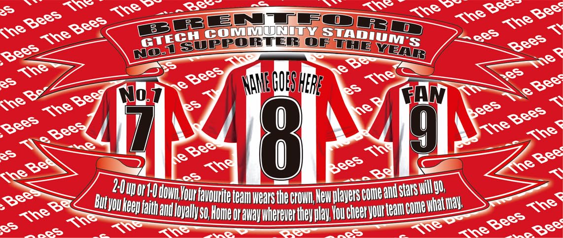 Brentford Personalised Football Shirt Silver Aluminium Two Lid Unisex Water Bottle Gift