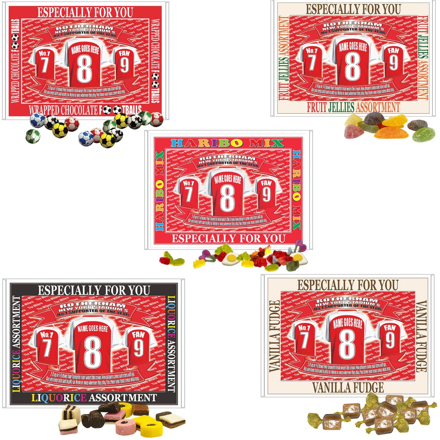Rotherham Football Shirt Personalised Gift Boxed Sweets Variety
