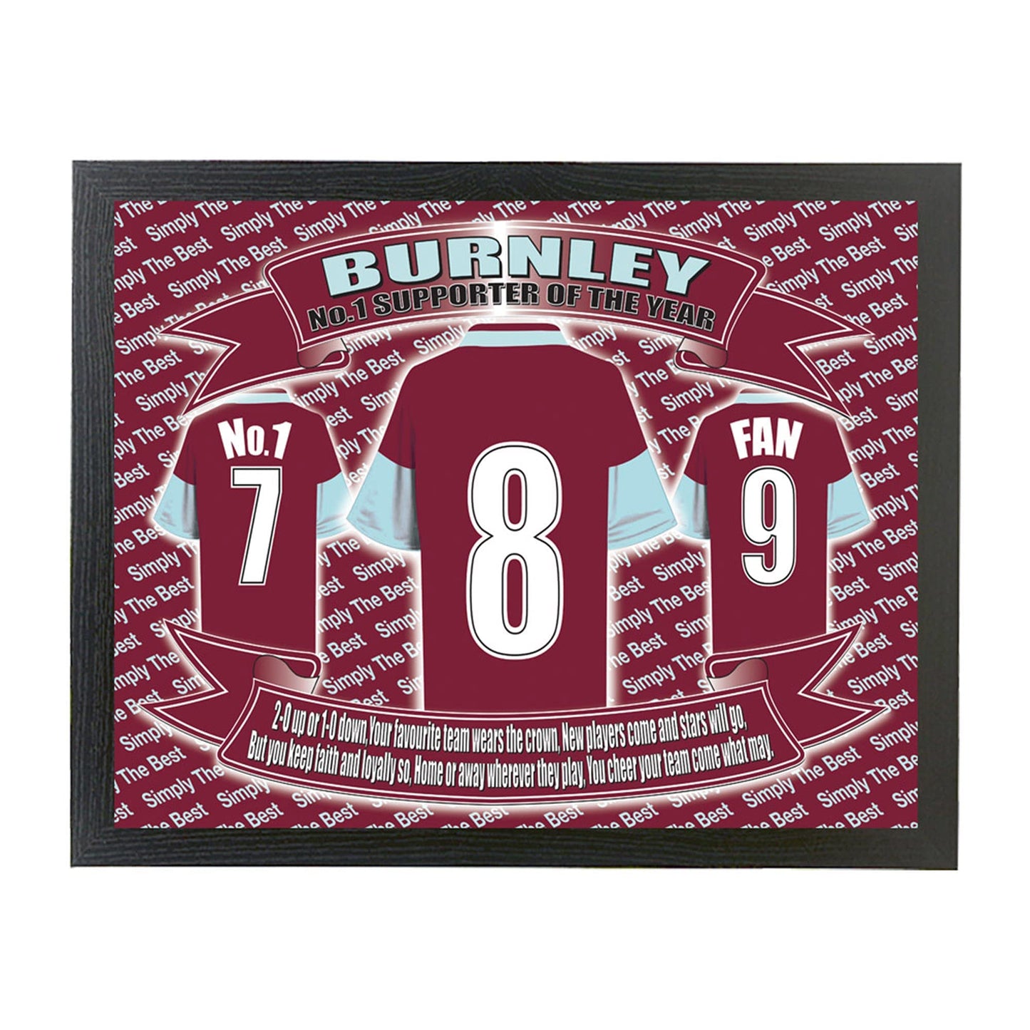 Burnley Football Shirt Lap Tray Gift