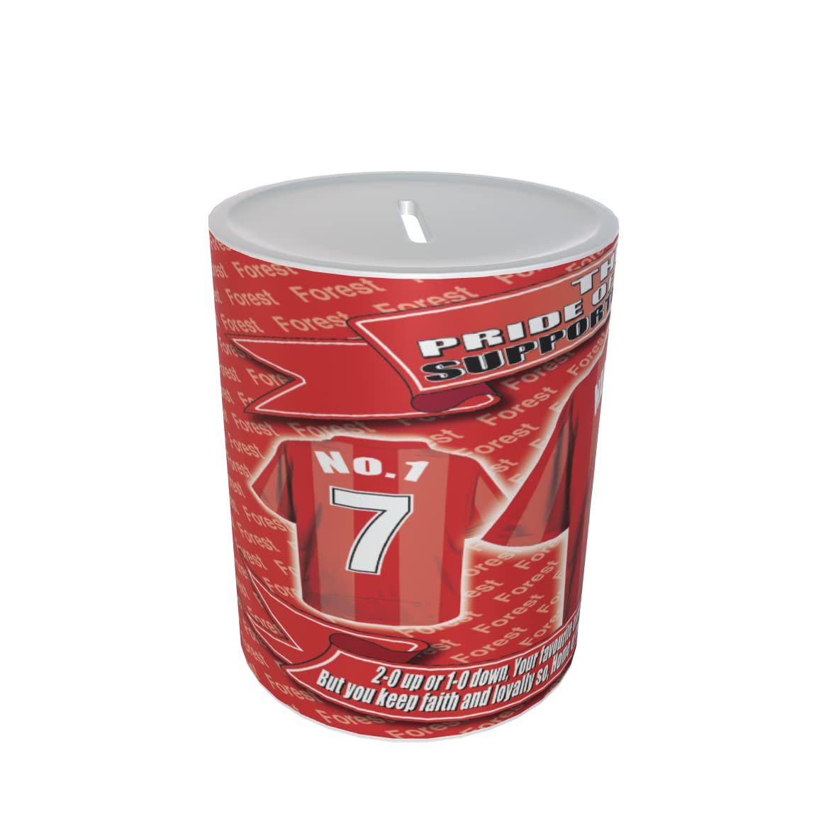 Notts Forest Personalised Football Shirt Ceramic Money Box Gift