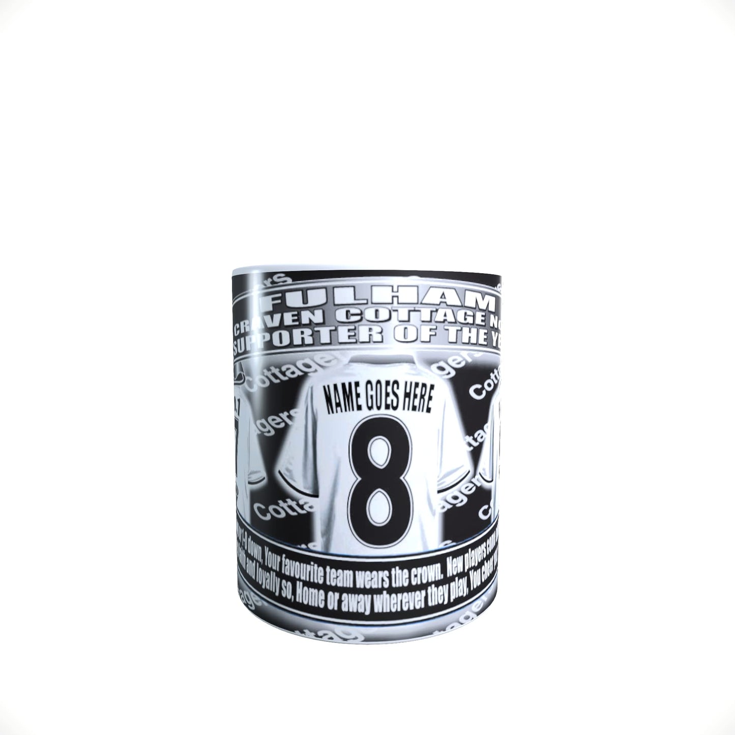 Fulham Football Team Shirt Personalised Mug Gift with Chocolate Footballs