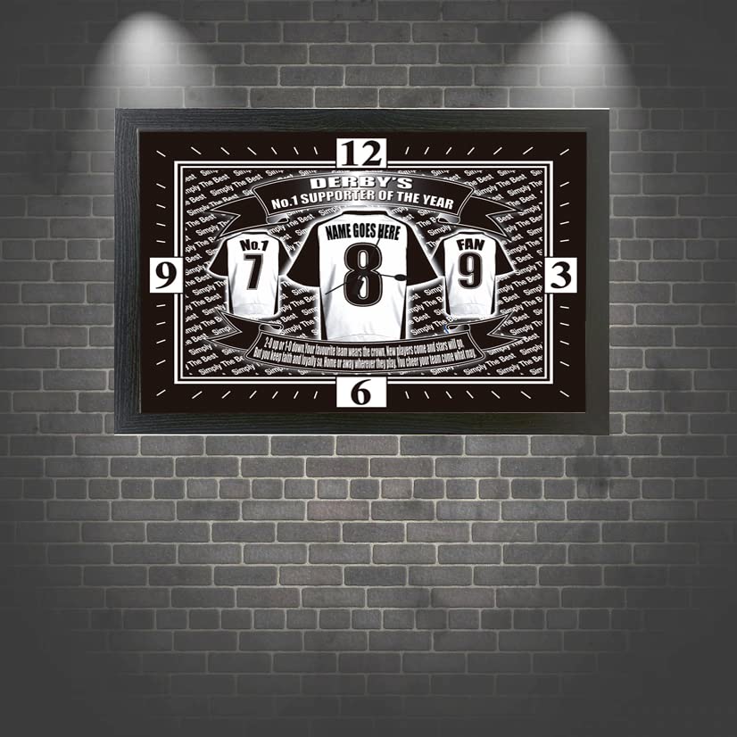 Derby Football Shirt Personalised Clock Gift Present