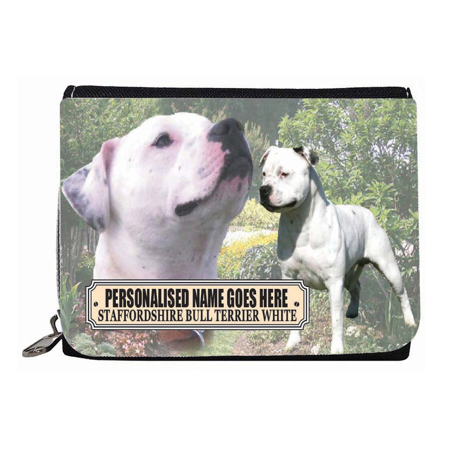 White Staffordshire Staffy Bull Terrier Personalised Dog Breed Gift Purse