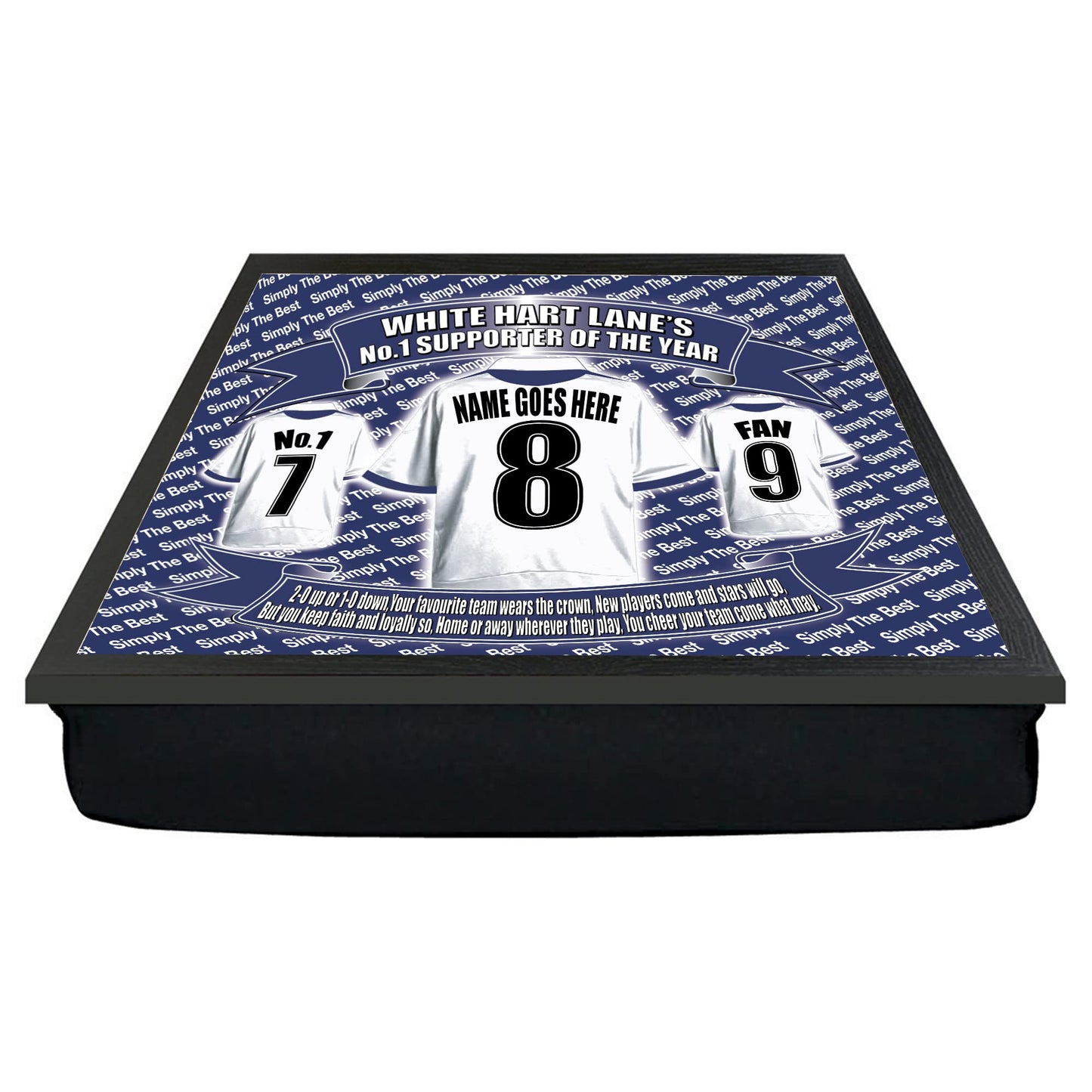 Tott Personalised Football Shirt Lap Tray Gift - Multicolour Classic Lap Tray - Ergonomic Cushion - Free Personalisation