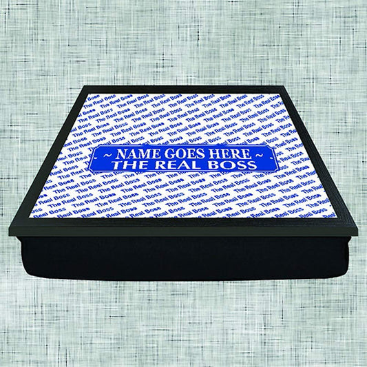 The Real Boss Male Blue Personalised Lap Tray Gift