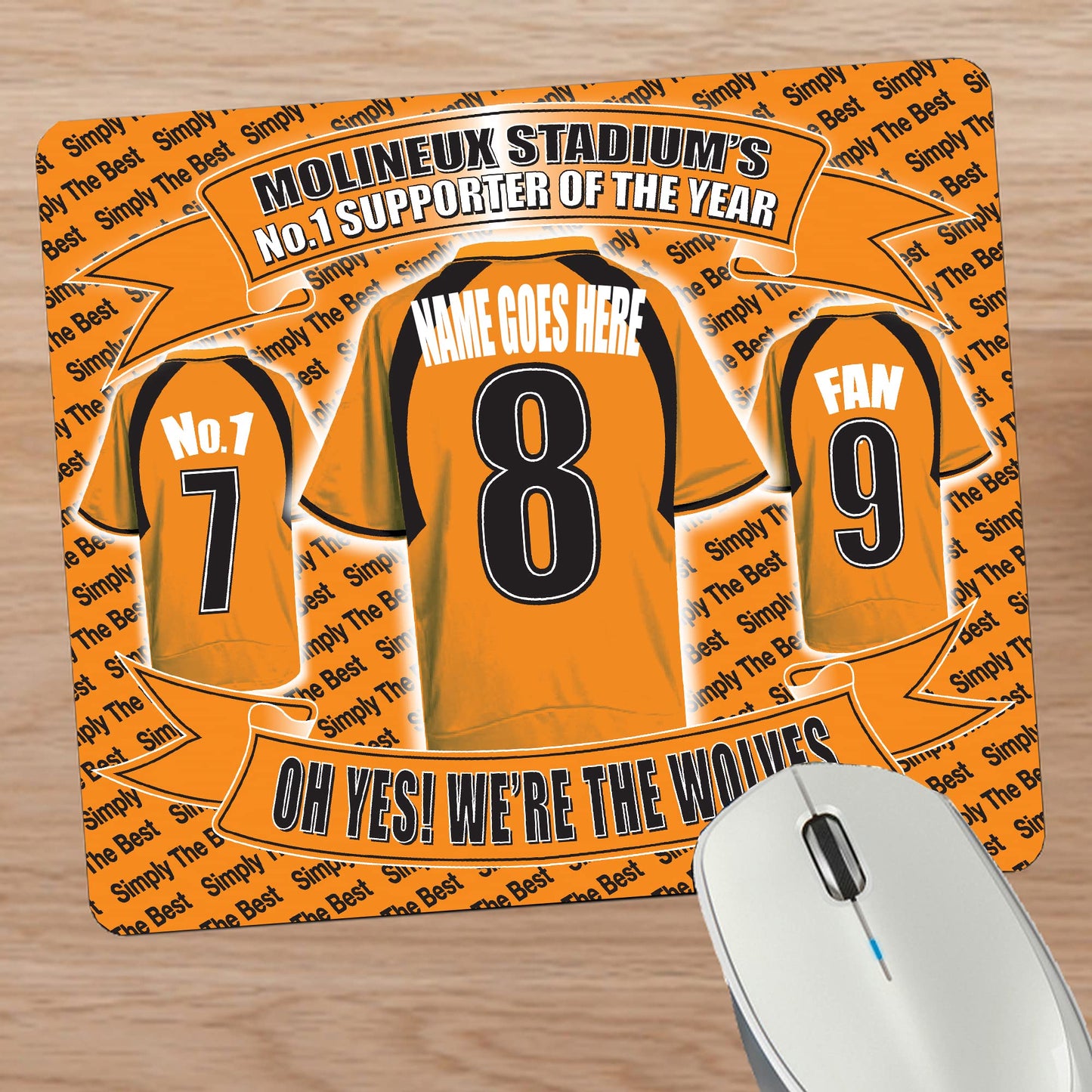 Wolves Football Shirt Personalised Mouse Mat Gift