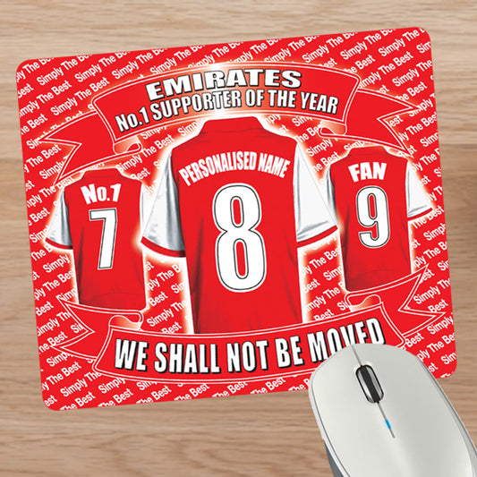 Gooners Football Shirt Personalised Mouse Mat Gift