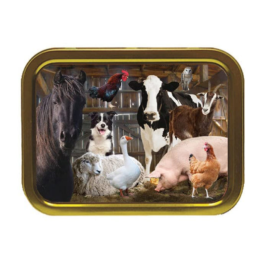 Farm Animals Barn Gathering Tobacco Storage Tin & Products