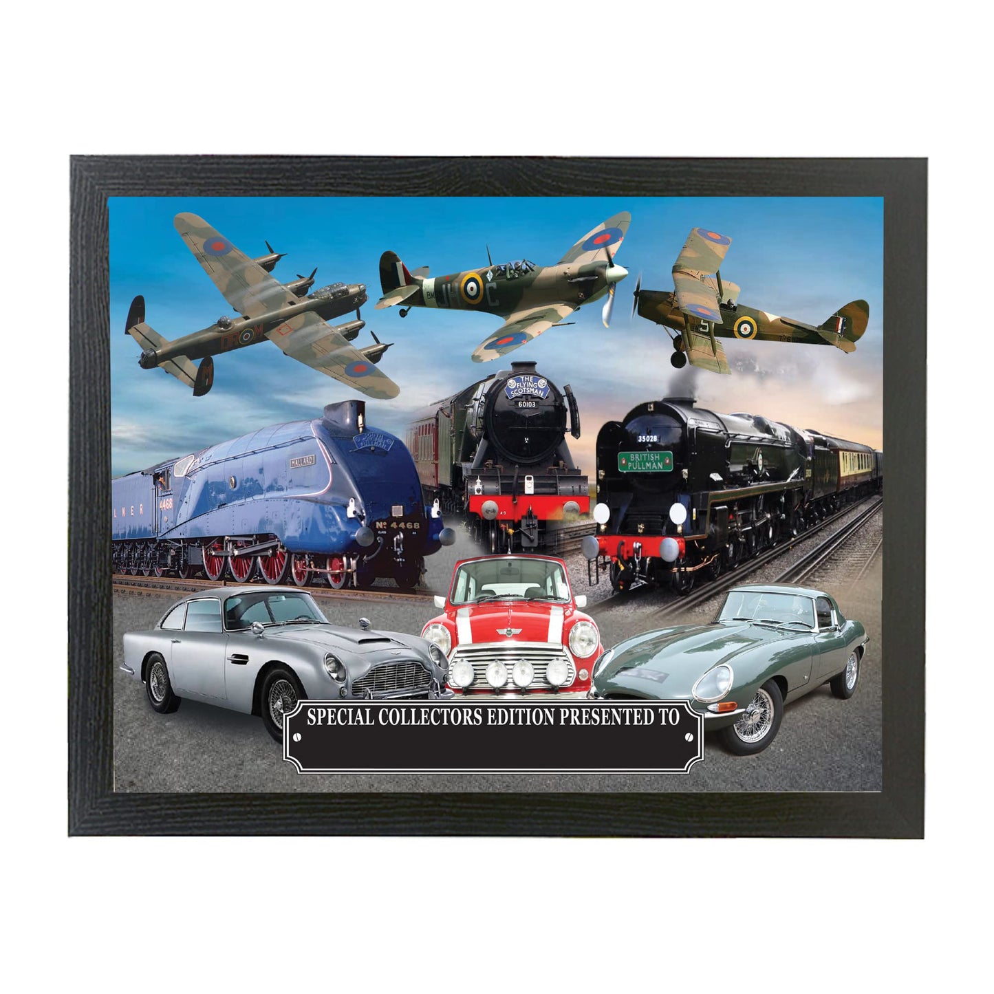 Planes Trains and Automobile Classic Car Icons Personalised Framed Wall Hanging Picture Gift