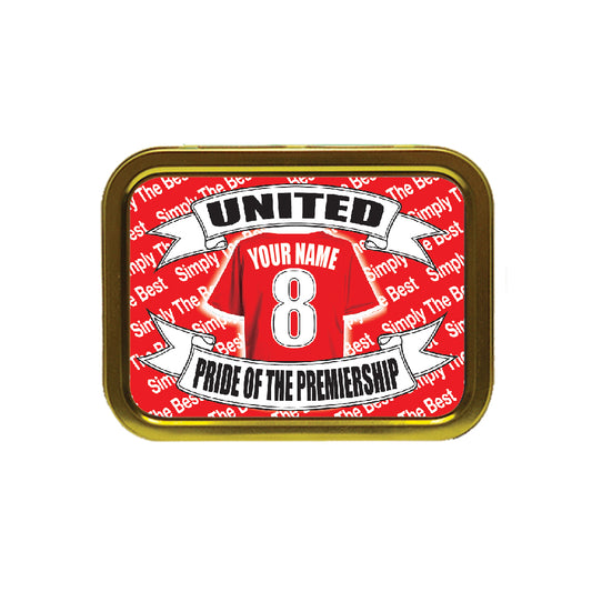 Manchester Reds Football Shirt Personalised Tobacco Storage Tin & Products