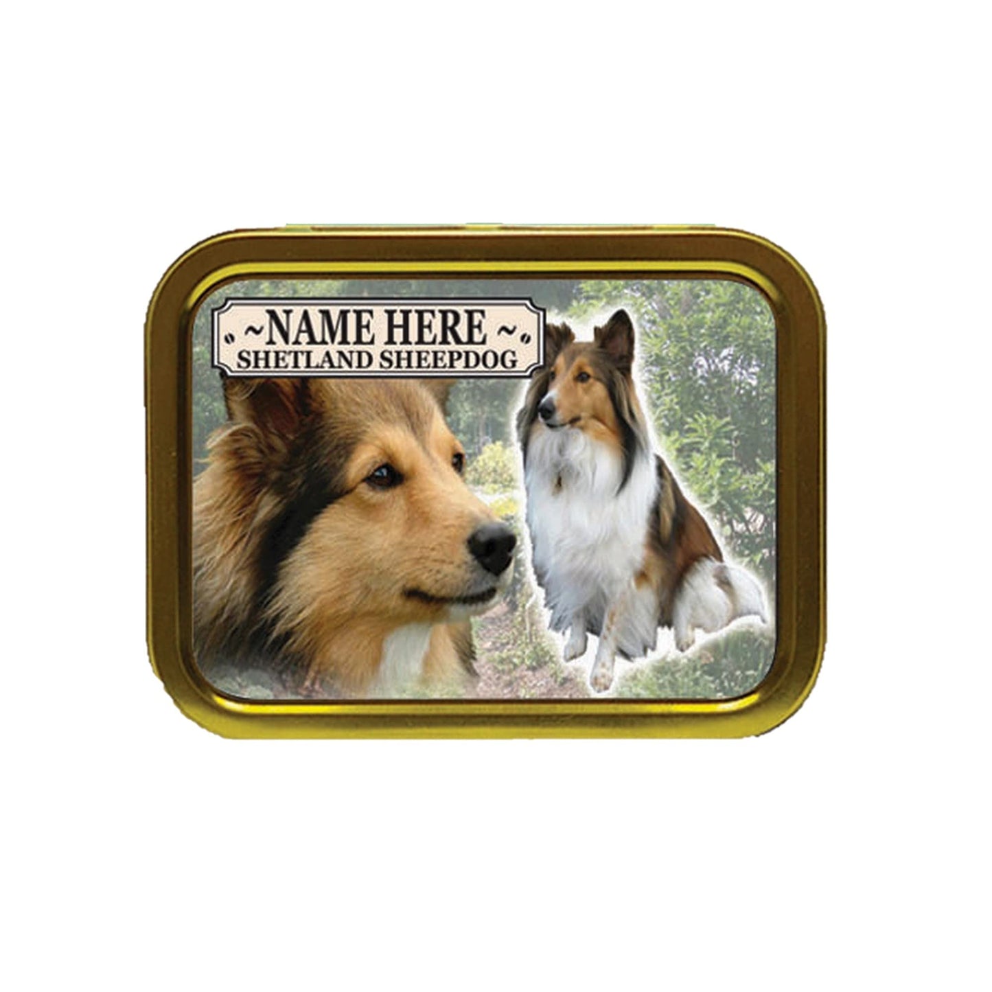 Shetland Sheepdog Dog Breed Personalised Tobacco Tin & Products Gift Set