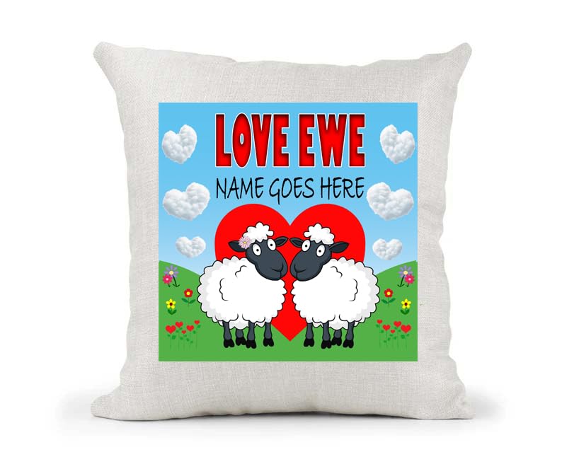 Love Ewe Male and Female Sheep Personalised Cute Country Canvas Cushion Cover Gift