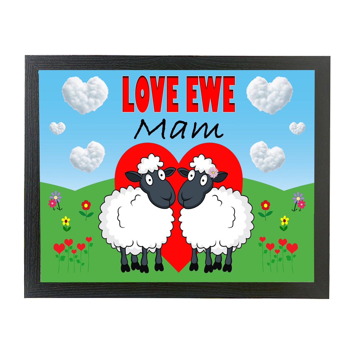 Love Ewe Two Female Personalised Cute Sheep Cushioned Lap Tray Gift Present