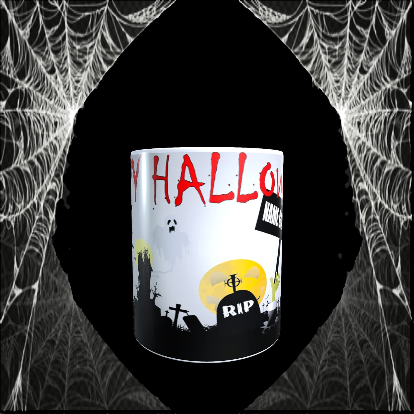 Spooky Personalised Ceramic Happy Halloween Mug with Sweets