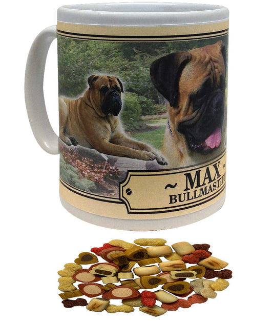 Bullmastiff Personalised Dog Breed Gift Mug with Treats