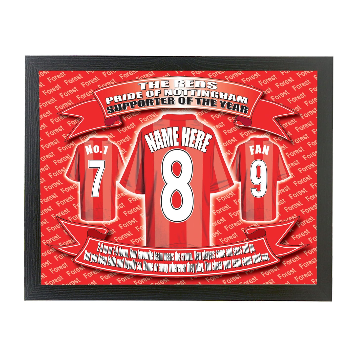 Notts Forest Personalised Football Shirt Lap Tray Gift