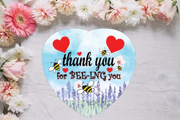 Thank You For BEE-ING You Hanging Heart Ceramic Keepsake With Blue Sky & Red Hearts Setting Gift