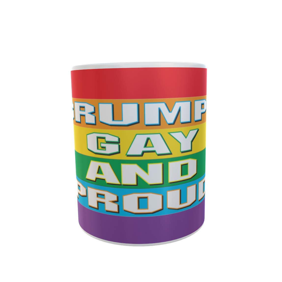 Grumpy Gay and Proud Rainbow Stripe Ceramic Gift Mug