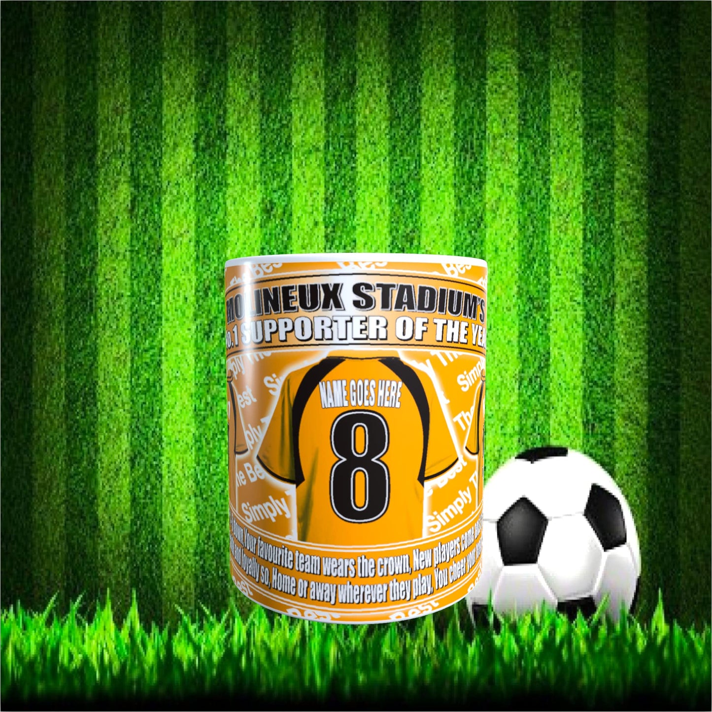 Wolves Football Team Shirt Personalised Mug Gift with Chocolate Footballs