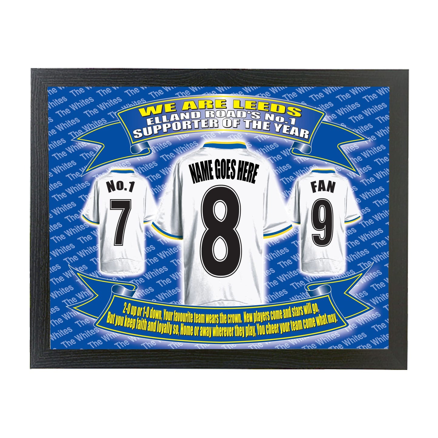 Leeds U Personalised Football Shirt Lap Tray And Mug Gift Set, LEEDS