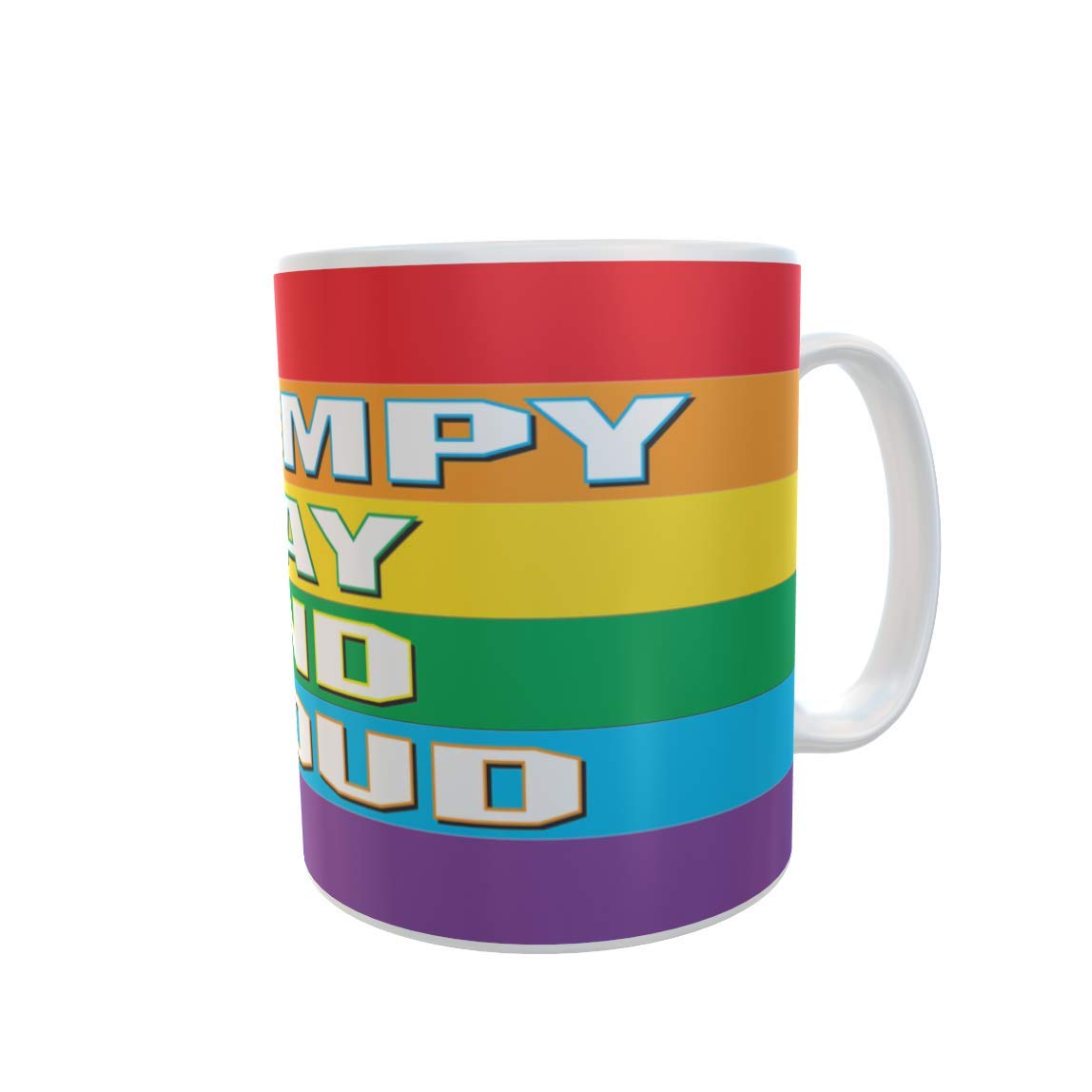 Grumpy Gay and Proud Rainbow Stripe Ceramic Gift Mug