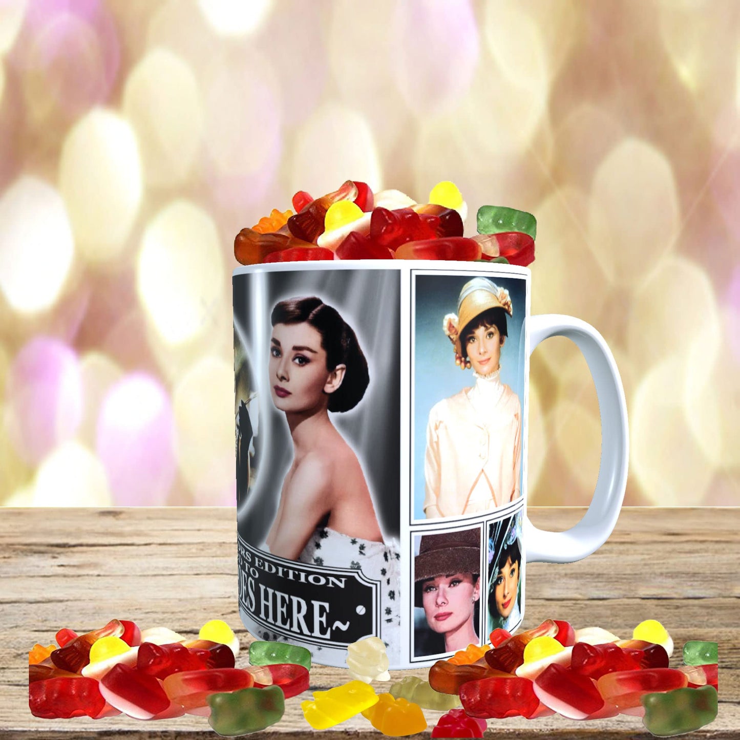 Hepburn Personalised Movie Icon Mug with Choice of Sweets Gift