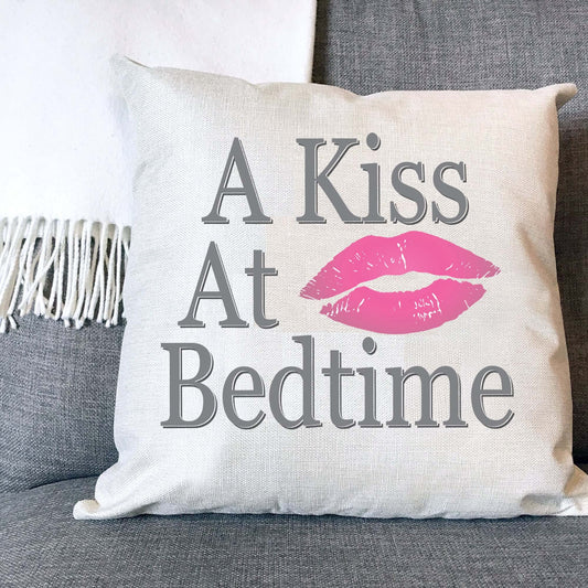 A Kiss At Bedtime Naturally Woven Linen Style Cushion Cover Pillow Gift