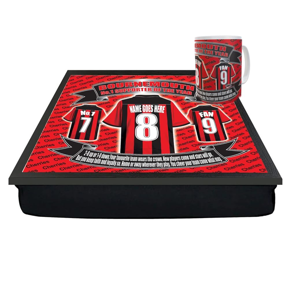 Bournemouth Personalised Football Club Shirt Lap Tray And Mug Gift Set