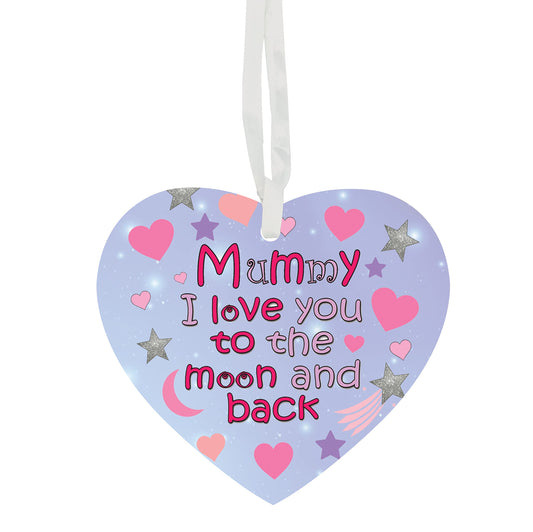 Mummy I Love You To The Moon & Back Hanging Heart Ceramic Keepsake Gift (More Relative Options Are Also Available)