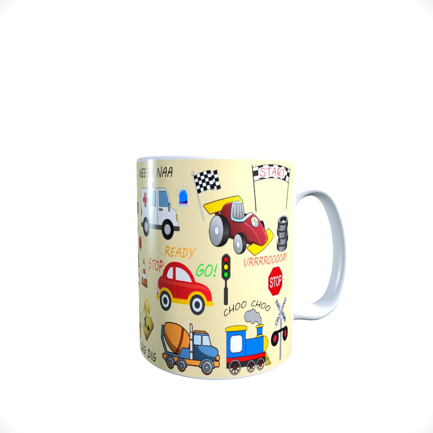Fun Cartoon Vehicle Mug Gift Cream