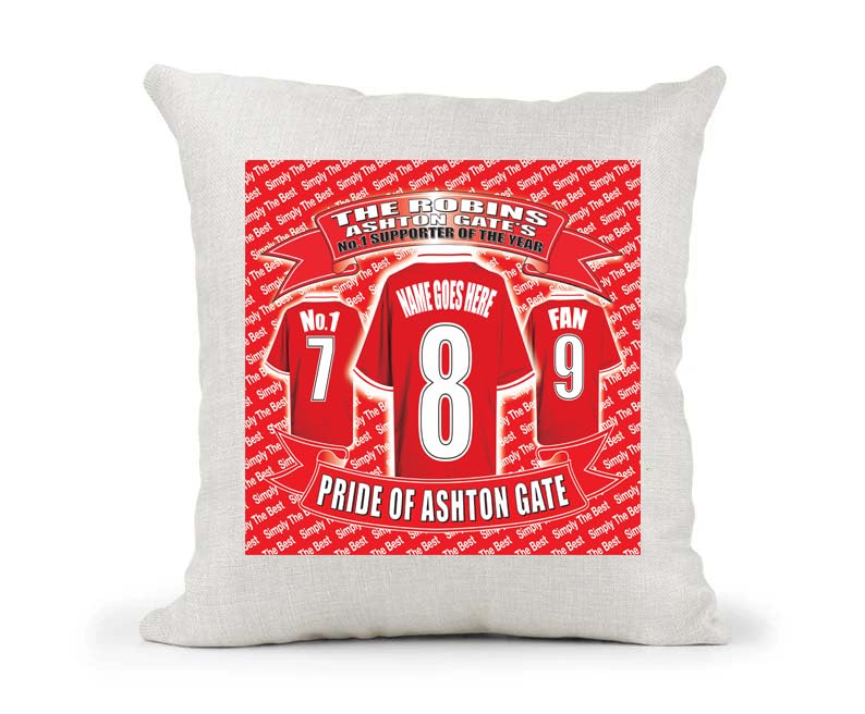 Bristol City Personalised Football Cushion Cover Gift