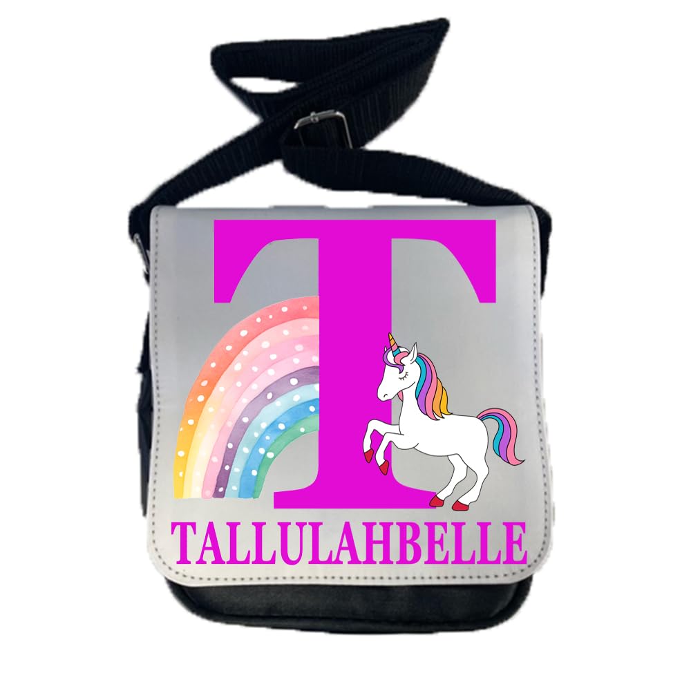 Kids Childrens Personalised Rainbow Unicorn School Messenger Bag