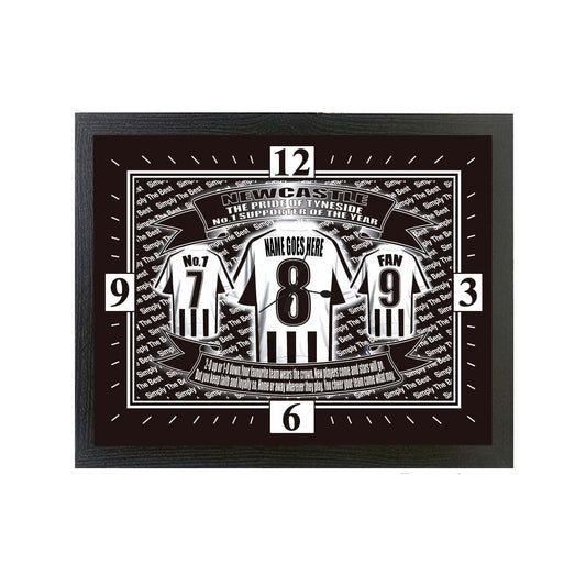 Framed sports jersey with personalized text on a white background
