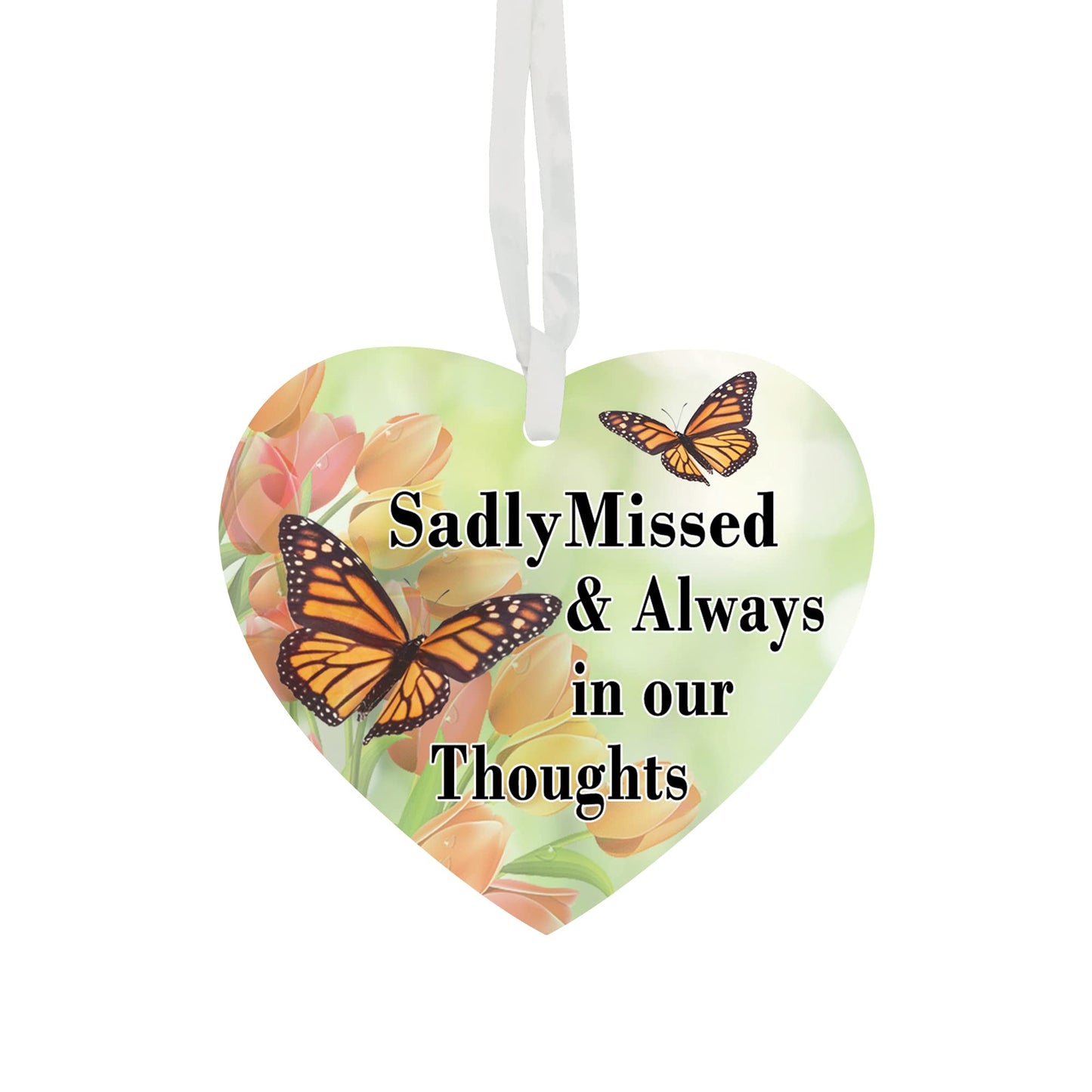 Sadly Missed & Always In Our Thoughts Remembrance Memorial Hanging Heart Any Occasion Valentine's Day Ceramic Keepsake Gift