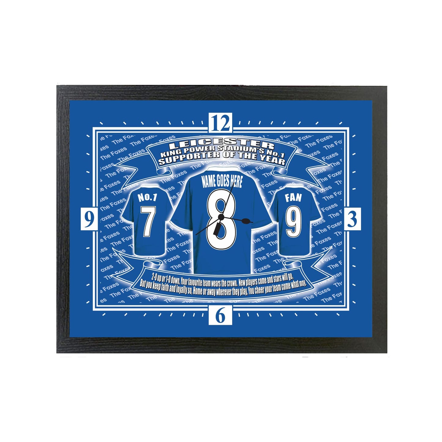 Leicester Football Shirt Personalised Clock Gift Present