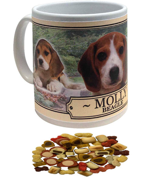 Beagle Personalised Dog Breed Gift Mug with Treats