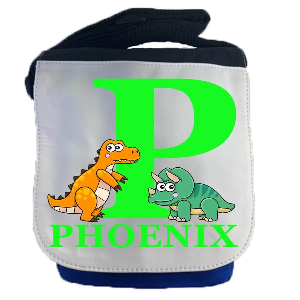 Kids Childrens Personalised Dinosaur T-Rex Tyrannosaurus Rex Triceratops School Messenger Bag