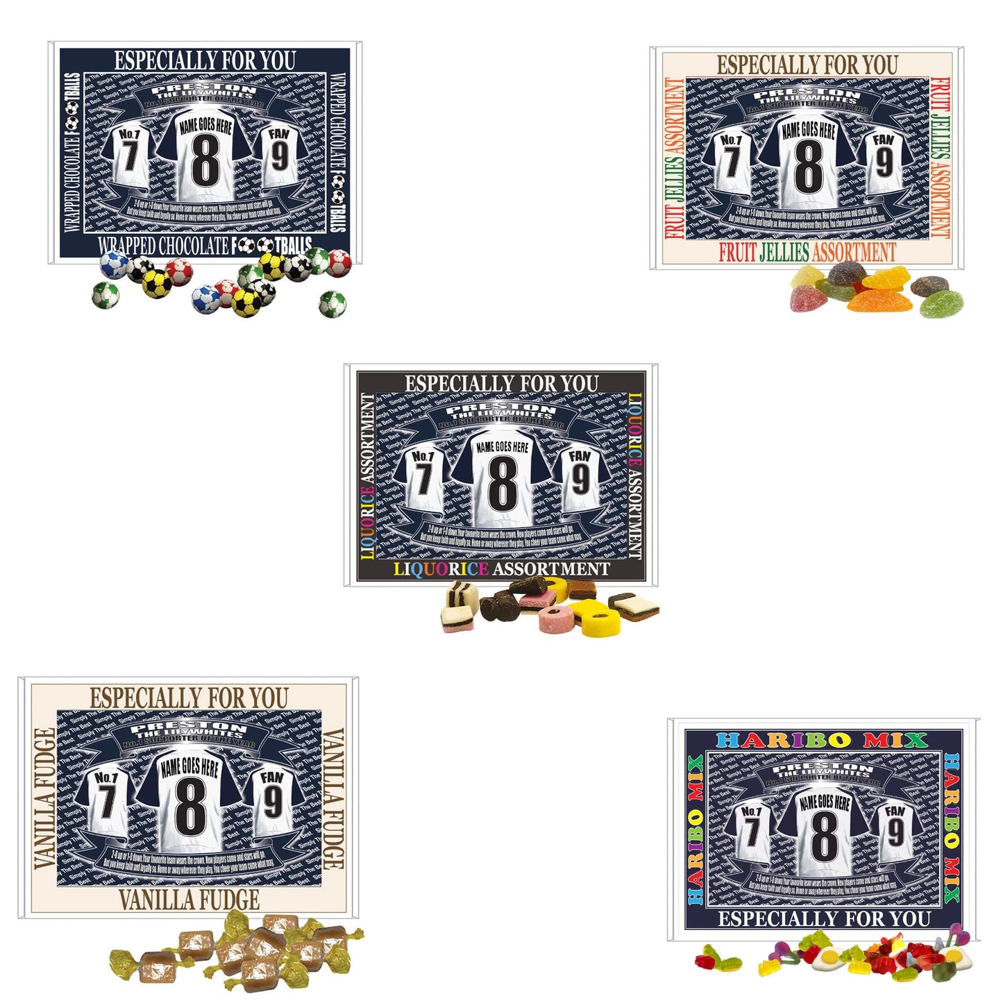 Preston Football Shirt Personalised Gift Boxed Sweets Variety