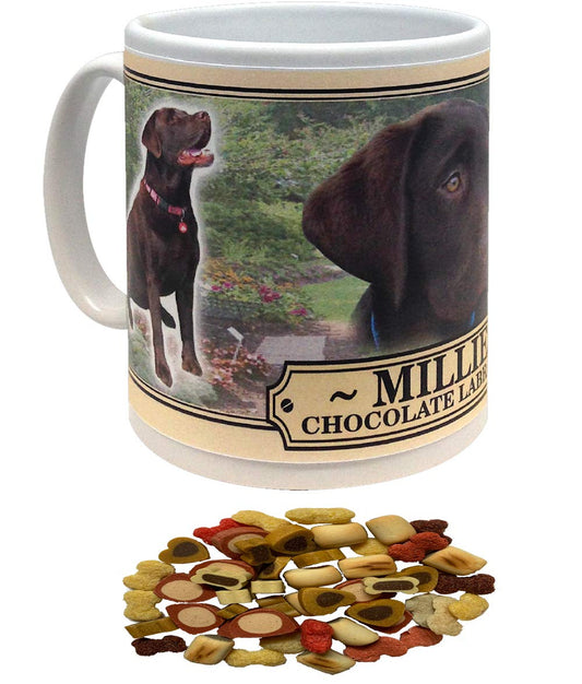 Chocolate Labrador Personalised Dog Breed Gift Mug with Treats