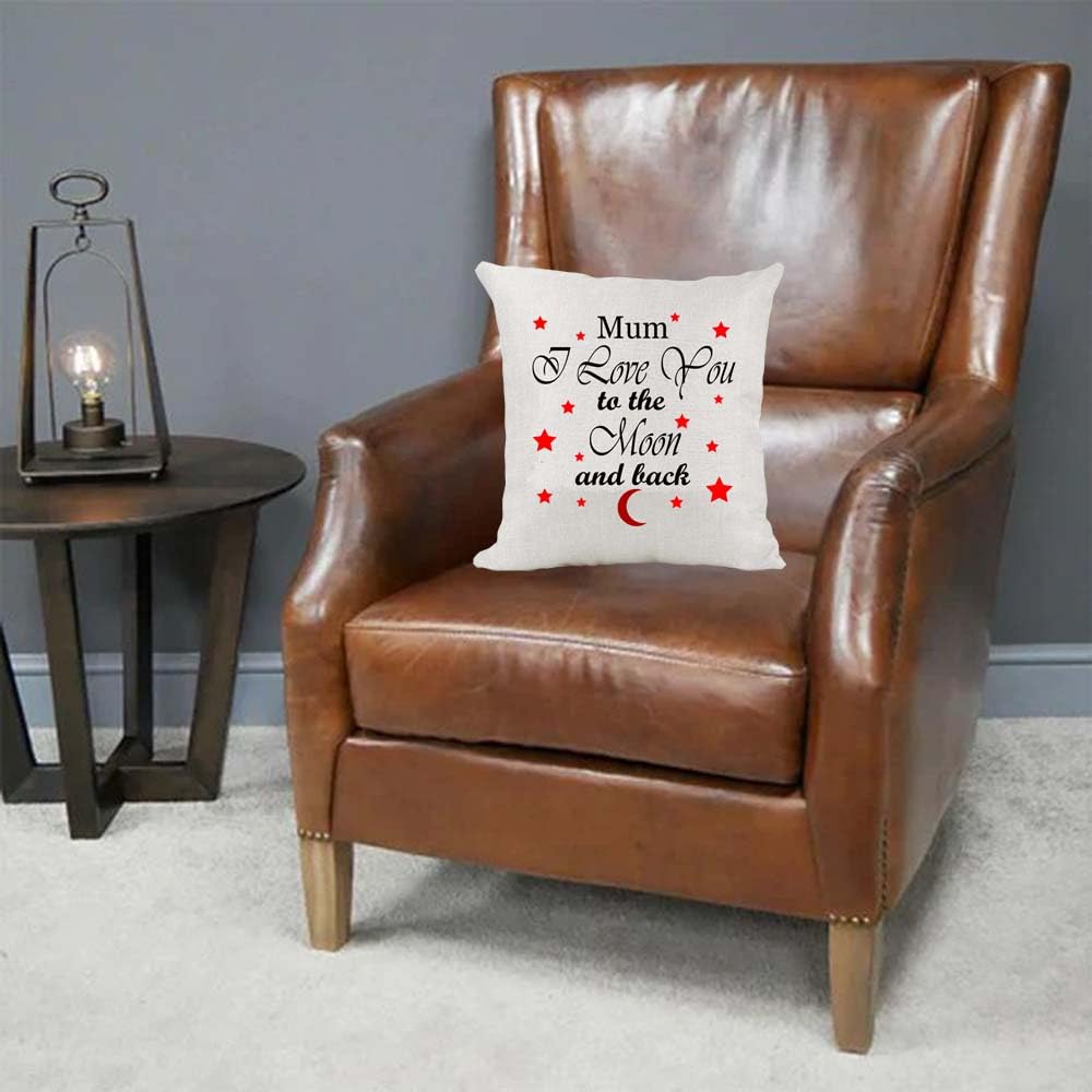 Personalised Your Name I love you to the moon and back poem Mother's Father's Day Birthday Present Country Canvas Style Cushion Cover Gift